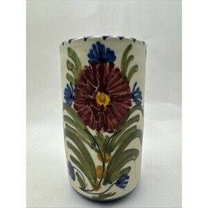 Vintage Handmade Painted From Spain Coffee Tea Mug Cup Flowers Signed